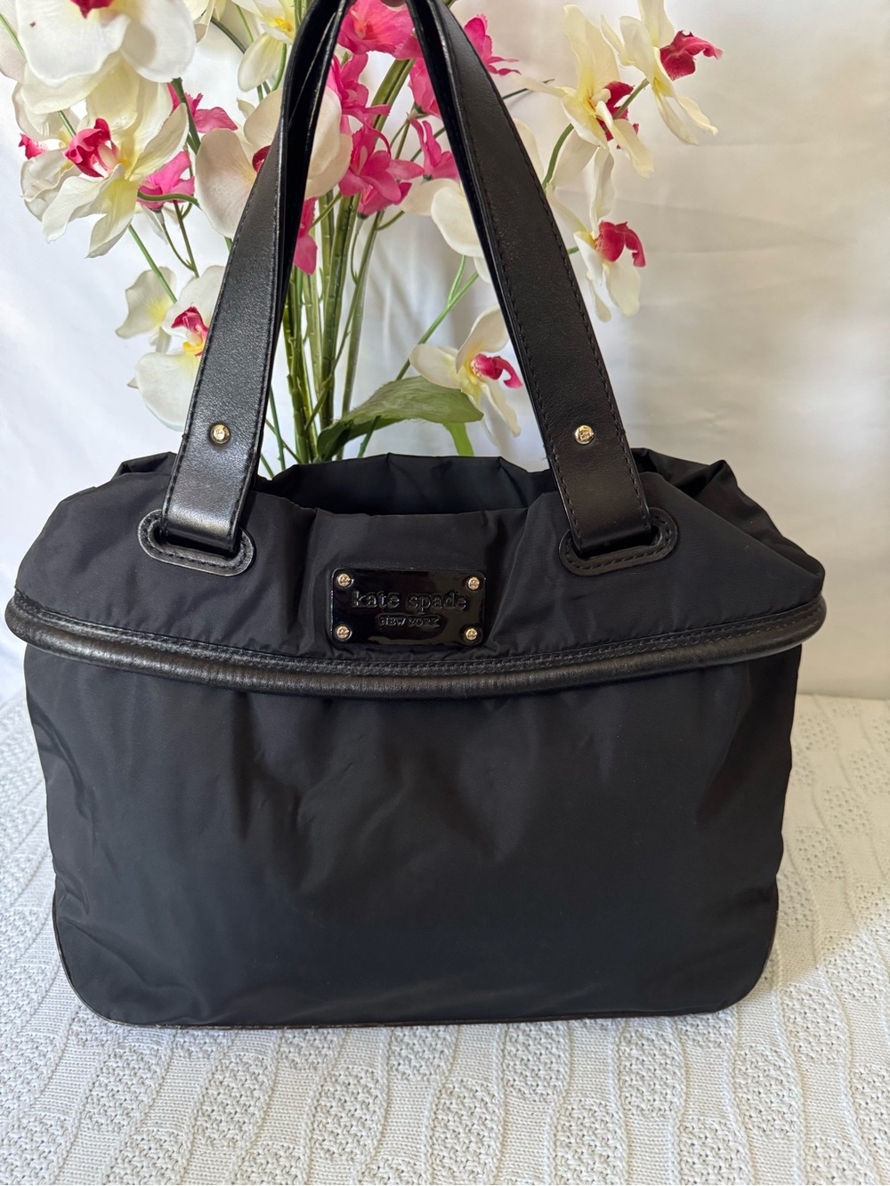 Kate Spade large vintage nylon triple compartment tote